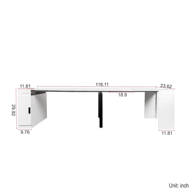 Modern Extendable Dining Table with Outlet, Expanding Table with Storage