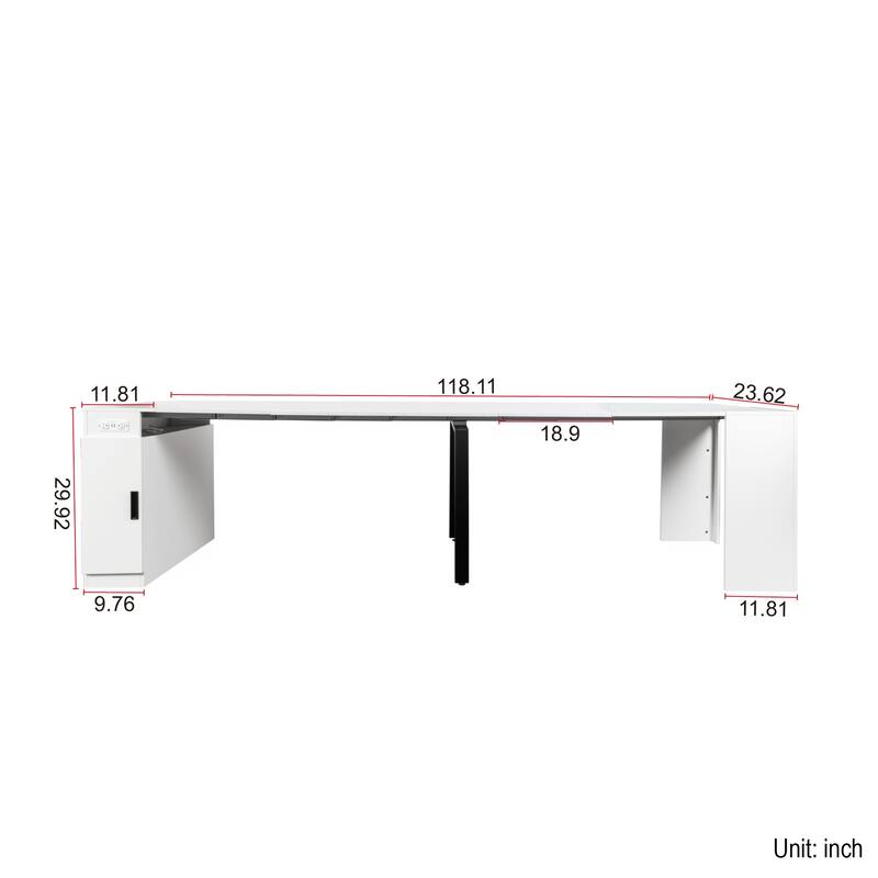 Modern Multifunctional Extendable Dining Table With Outlet,Space Saving Expanding Table With Storage
