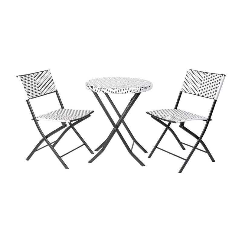 3PC Indoor/Outdoor PE Rattan Folding Bistro Set