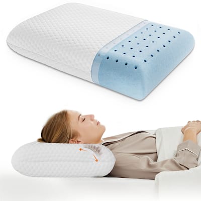 Memory Foam Pillow for Sleeping, Cooling Pillows Hotel Quality Pillow, Cooling Gel for Side Back Stomach Sleepers - White