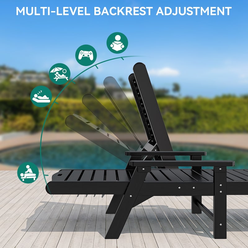 78.7" Long Reclining Outdoor Chaise Lounge