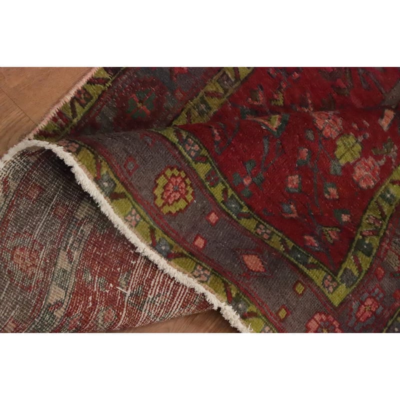 Hand Knotted Oriental 100% Wool Carpet Traditional Geometric Red Heriz Runner Rug - 11' 2'' X 3' 8''