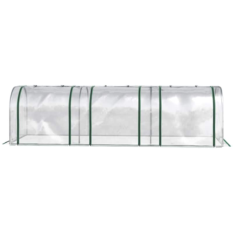 Outsunny 10' x 3' x 2.5' Mini Greenhouse, Portable Tunnel Greenhouse with Roll-Up Zippered Doors, UV Waterproof Cover