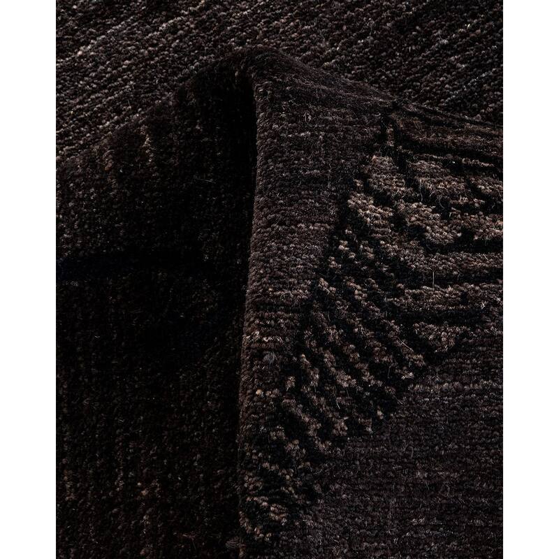 Overton Hand Knotted Wool Vintage Inspired Modern Contemporary Overdyed Charcoal Area Rug - 6' 0" x 8' 10"