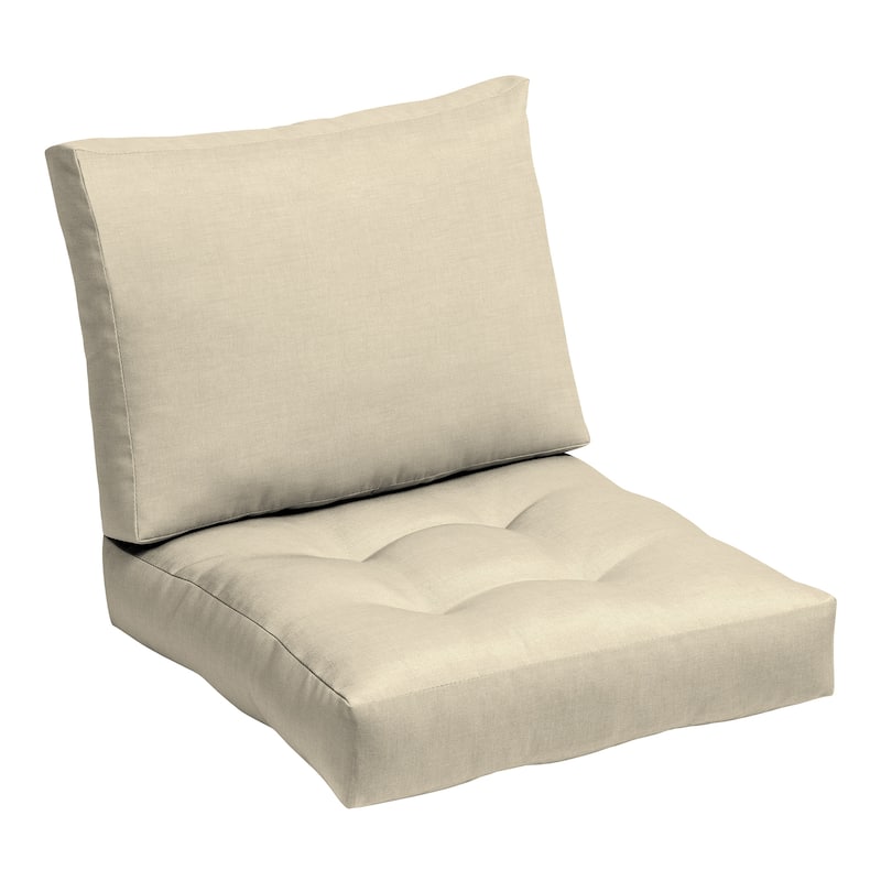 ARDEN Outdoor Plush Modern Tufted Blowfill Deep Seat Set, 24 x 24 - Tan Leala