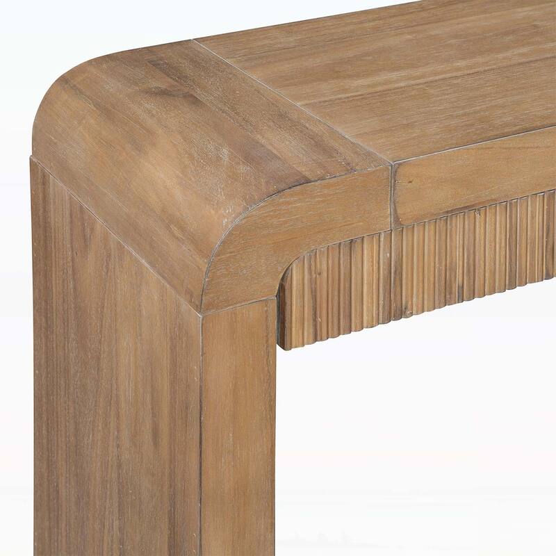 Console Table with Fluted Drawer,Curved Corners,and Thick Legs for Hallway & Living Room