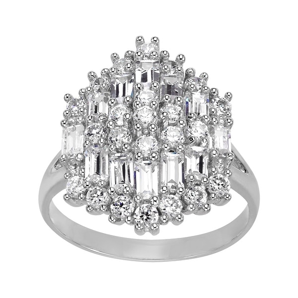 Art Deco Ring with Cubic Zirconia in 10K White Gold