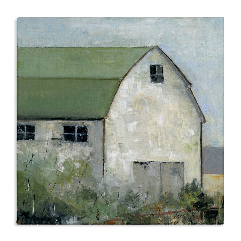 Stupell Barn View with Green Roof Canvas Wall Art Design By Sally Swatland
