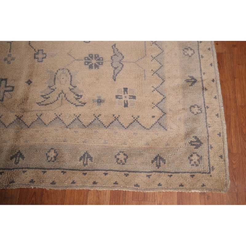 Pre-1900 Antique Vegetable Dye Oushak Turkish Large Wool Carpet - 12'5" x 19'1"