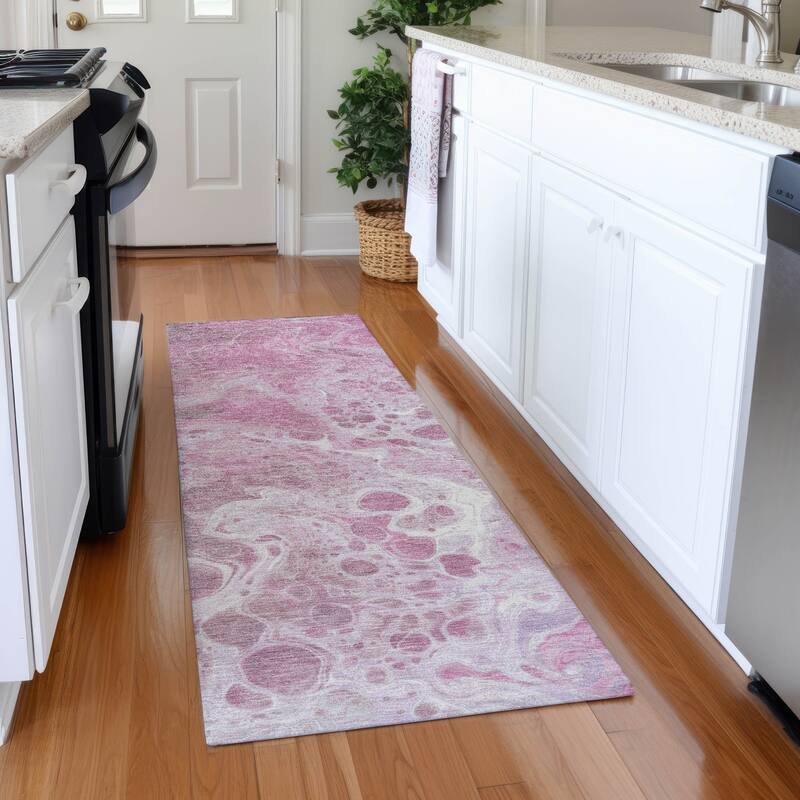 Premium Washable Super Soft Contemporary Mayfield Rug - Pink - 2'3" x 7'6"