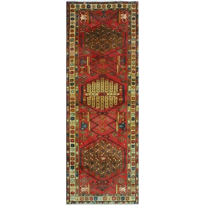 Fine Vintage Distressed Nkosazan Red/Beige Runner - 3'6" x 8'9"