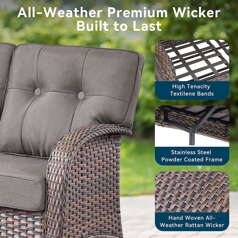 3 Pieces Outdoor Patio Chairs with Side Table All Weather