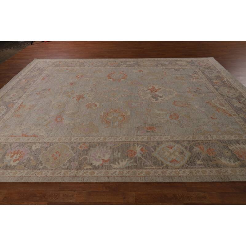 Transitional Vegetable Dye Oushak Turkish Rug Handmade Wool Carpet - 8'10"x 12'3"