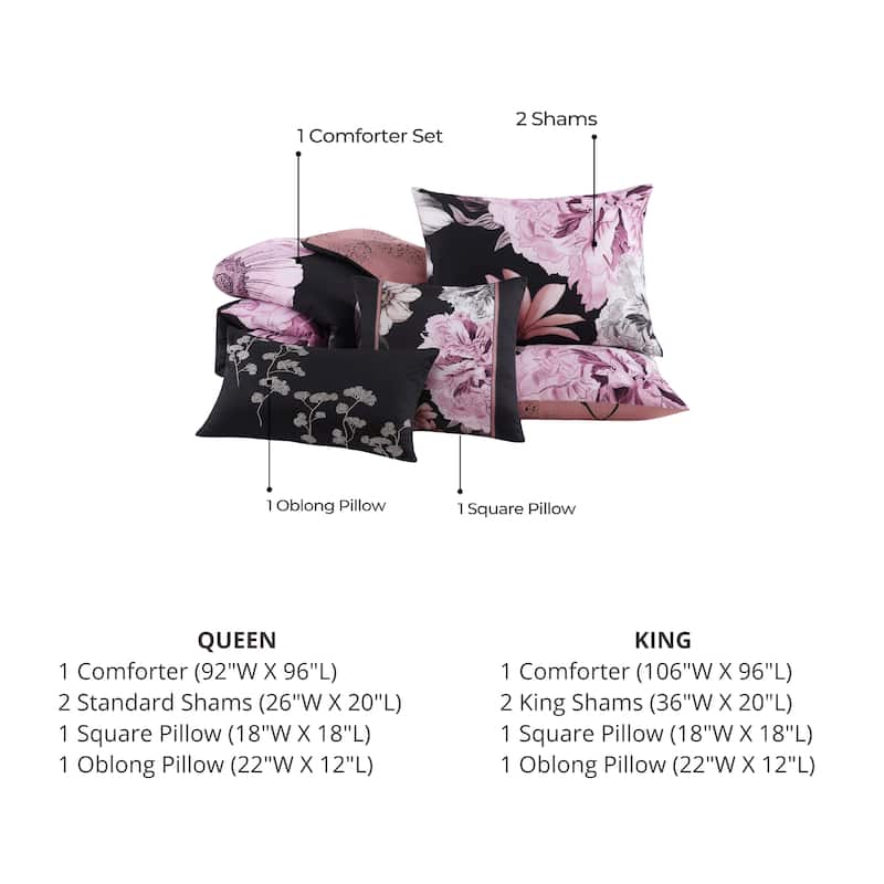 Bebejan Midnight Meadow 100% Cotton Sateen 5 Piece Reversible Comforter Set