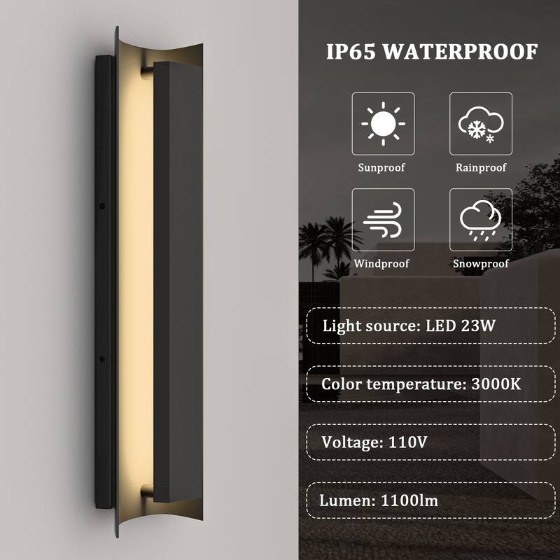 2-Pack Black Modern/Contemporary LED Outdoor Wall Lantern Sconce