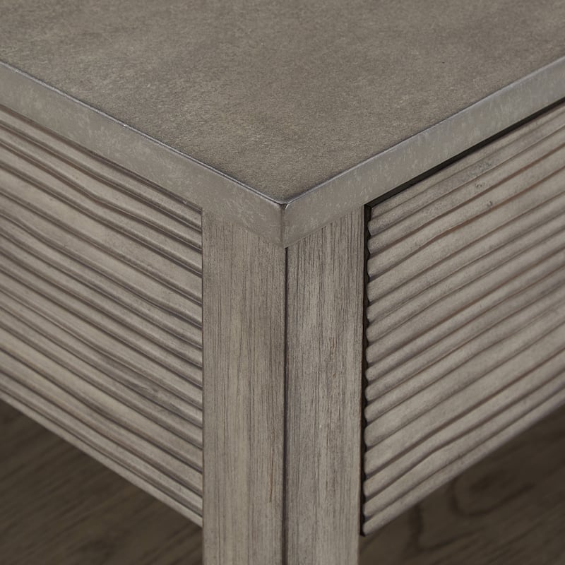 Coober Antique Grey Finish Grey Fiber Cement Table with Shelf by iNSPIRE Q Modern