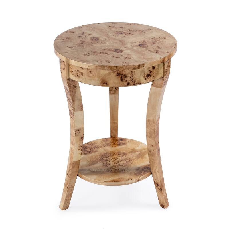 Holdin Round Burl Wood 18"W Side Table - Light Burl