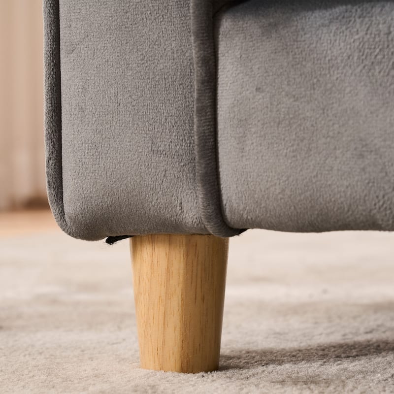 20.67" x 12" x 2.76" Pet Sofa Bed, Grey Velvet Cat Bed and Small Dog Couch with Rubberwood Legs