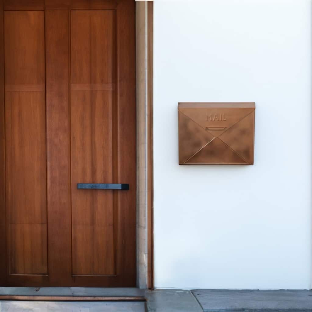 Copper Wall Mount Mailbox Iron Vintage Style Large Letter Holder Outdoor Home Decor - 12 H x 5 W x 16.5 L