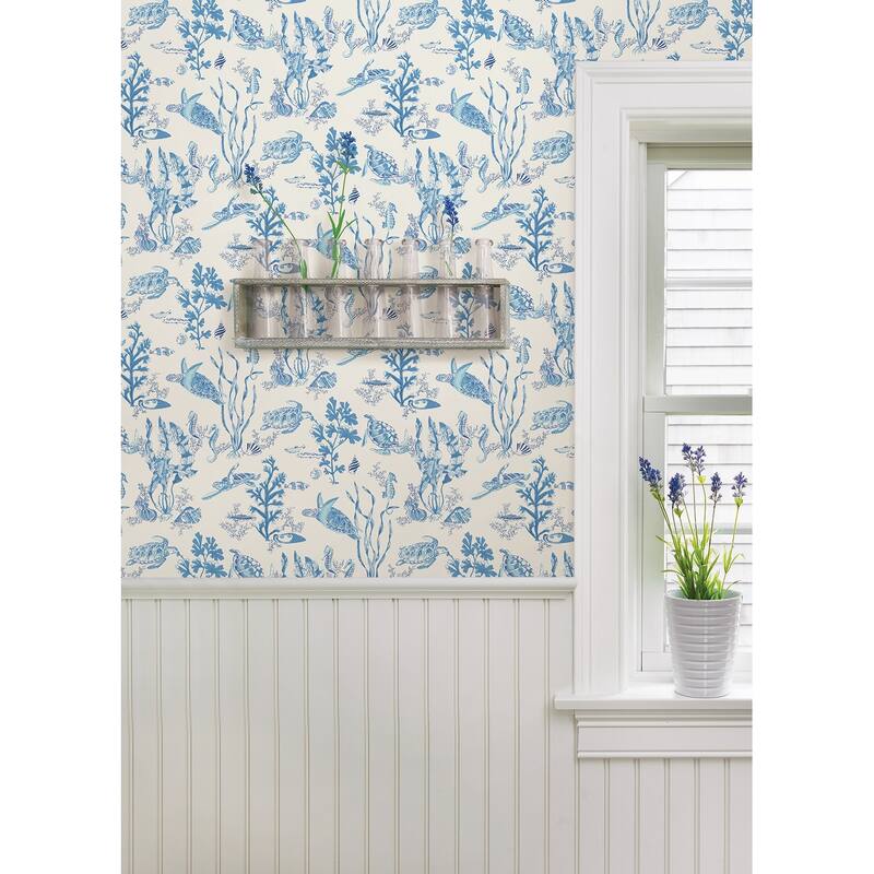 Scalamandre Azure Garparilla Peel & Stick Wallpaper