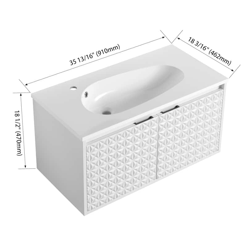 Bathroom Vanity With Sink In 24/30/36 Inch, Floating Bathroom Vanity With Soft Close Door
