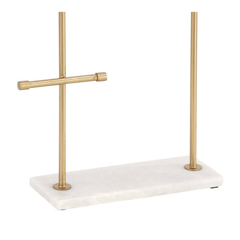 Marble Jewelry Stand with Rectangular Base - Gold - Roche River Decor