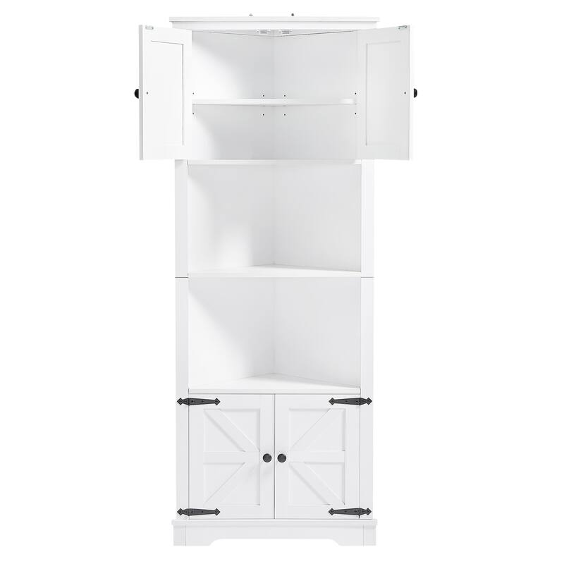 Tall Bathroom Storage Freestanding Corner with Doors
