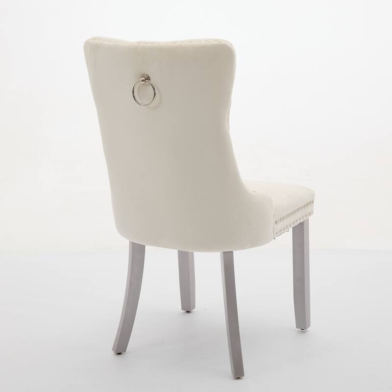 Roomfitters Upholstered Dining Chairs Set of 2 with Nailhead Trim and Wood Legs, Modern Side Chairs for Kitchen