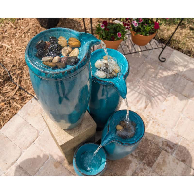 Kenroy Home Vessel Cascading Floor Fountain - Blue