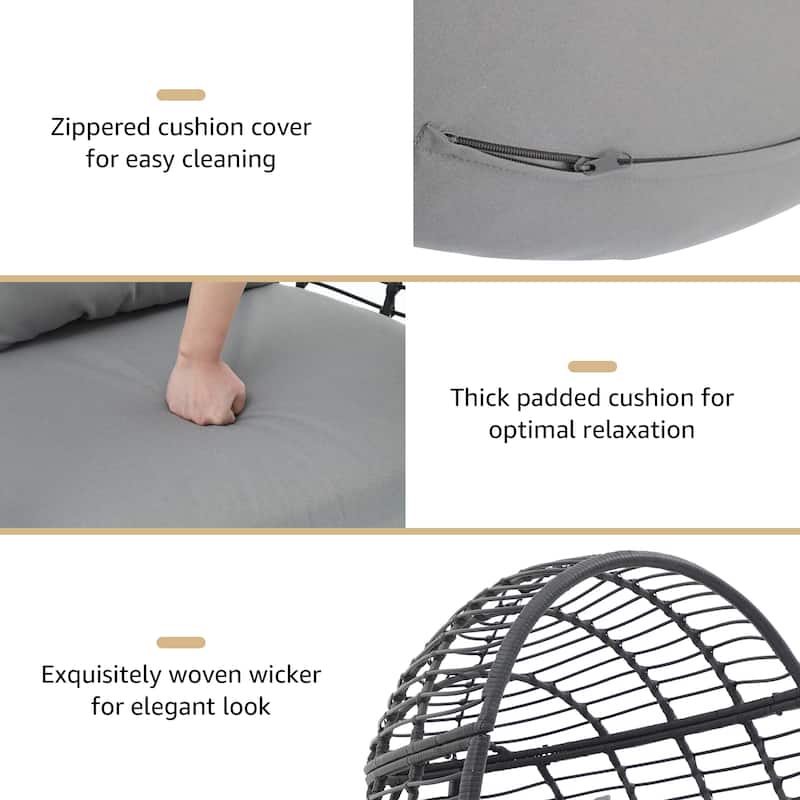 Outdoor Cushioned Wicker Egg Chair