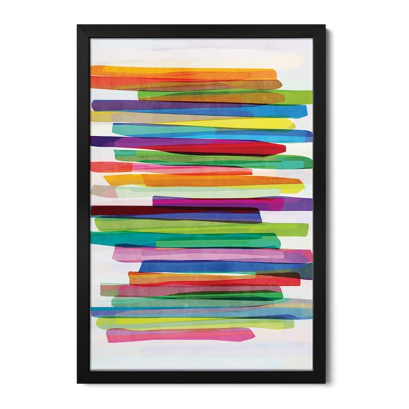 Colorful Stripes I Premium Framed Poster by Mareike Böhmer - Black - 24x32x1