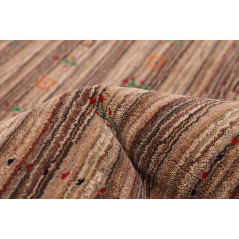 ECARPETGALLERY Hand Loomed Kashkuli Gabbeh Taupe Wool Rug - 4'11 x 7'10