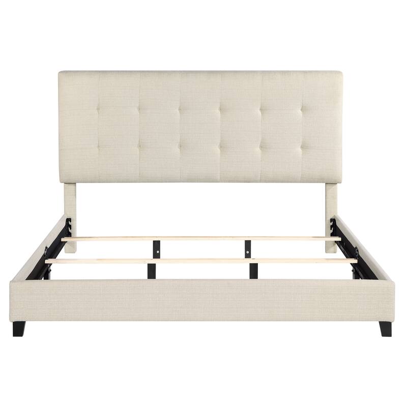 Bridgevine Home Tall Beige Tufted Upholstered Platform Bed