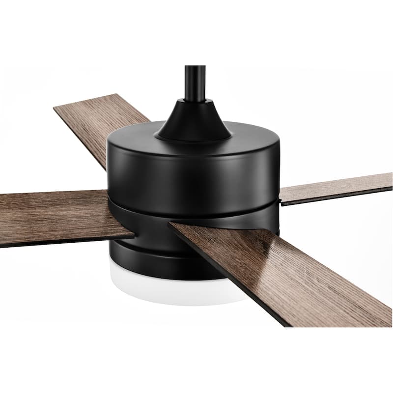 Matte Black 52 in. 6-Speed Integrated LED Indoor 4-Blade Ceiling Fan with Light Kit and Remote Control