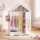 preview thumbnail 3 of 18, Gymax Kids Dress Up Storage w/ Mirror Roofed Wardrobe Closet w/ Open