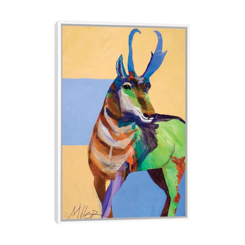 iCanvas "Lone Pronghorn" by Tracy Miller Framed - White - 26x18