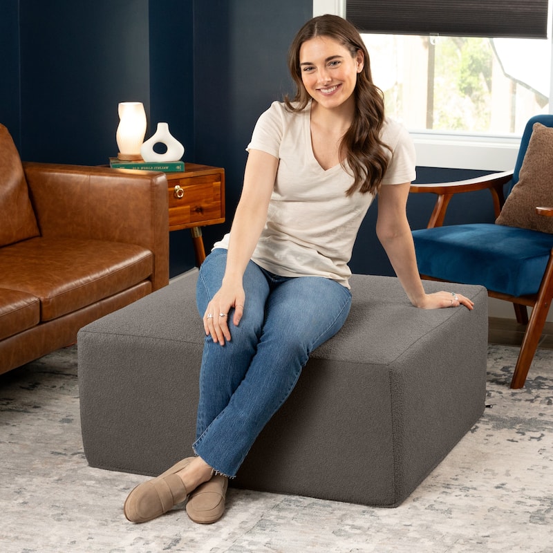 Jaxx Fairlie Couch Ottoman - Oversized Square Foam Coffee Table Ottoman