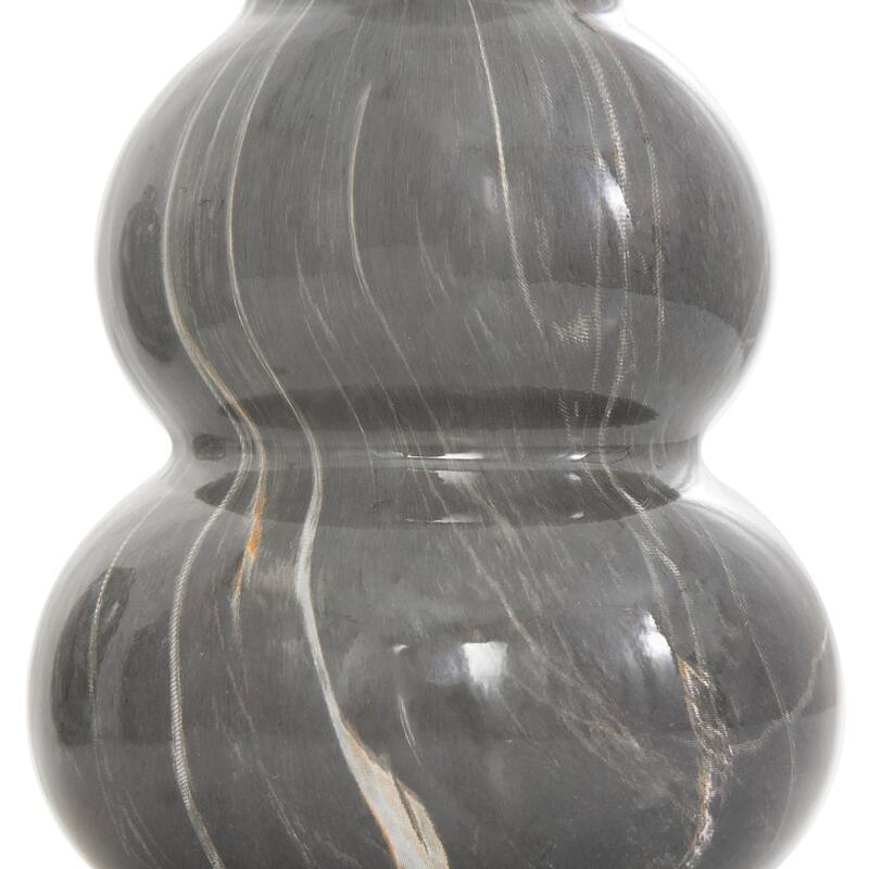 White, Gray, Cream or Black Ceramic Marble Inspired Vase with Varying Shapes (Set of 3)