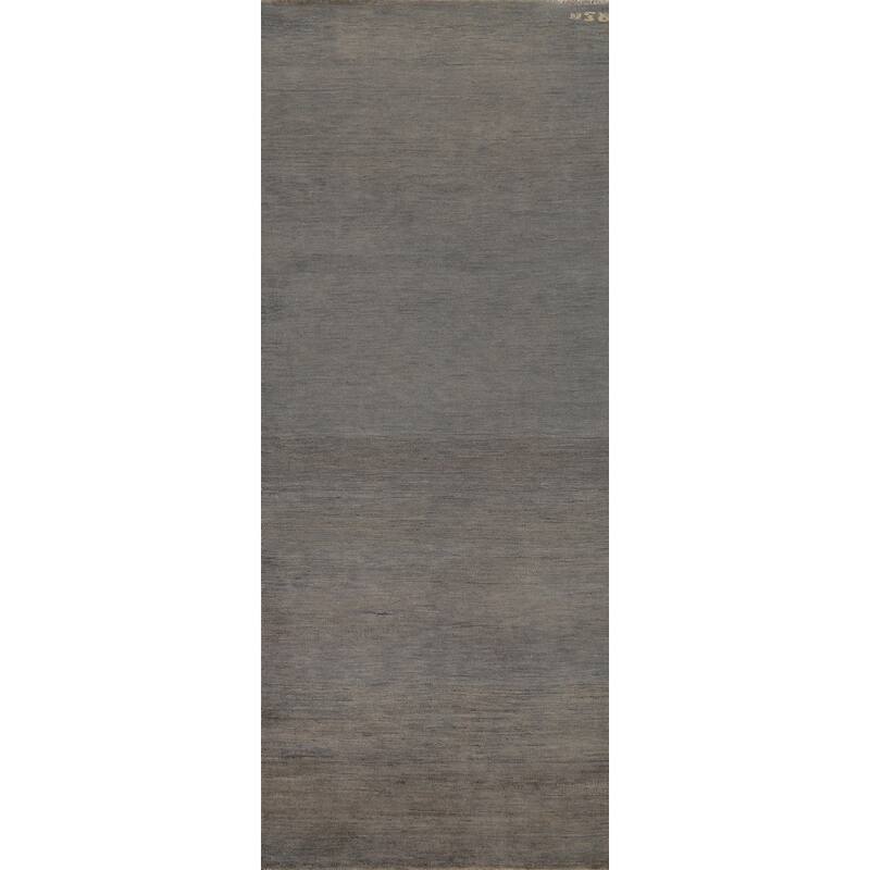 Contemporary Gabbeh Runner Rug Hand-Knotted Wool Carpet - 2'8"x 9'5"