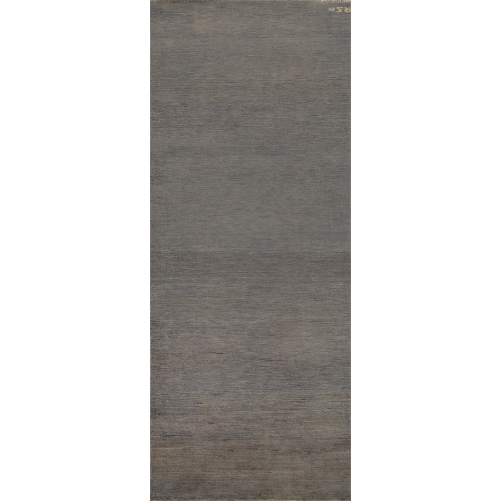 Contemporary Gabbeh Runner Rug Hand-Knotted Wool Carpet - 2'8"x 9'5"