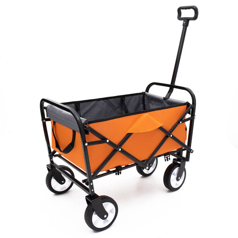Minimeetall Strap Collapsible Foldable Wagon Cart with strapping system, Beach Wagon Utility Wagon Grocery Cart Supports 225lbs