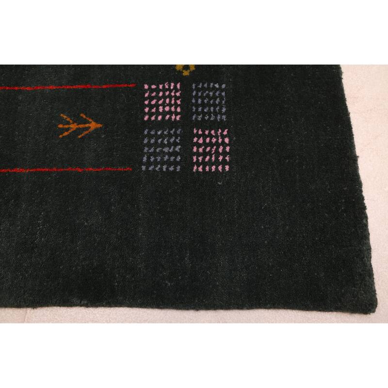ECARPETGALLERY Hand Loomed Kashkuli Gabbeh Dark Green Wool Rug - 4'10 x 6'10