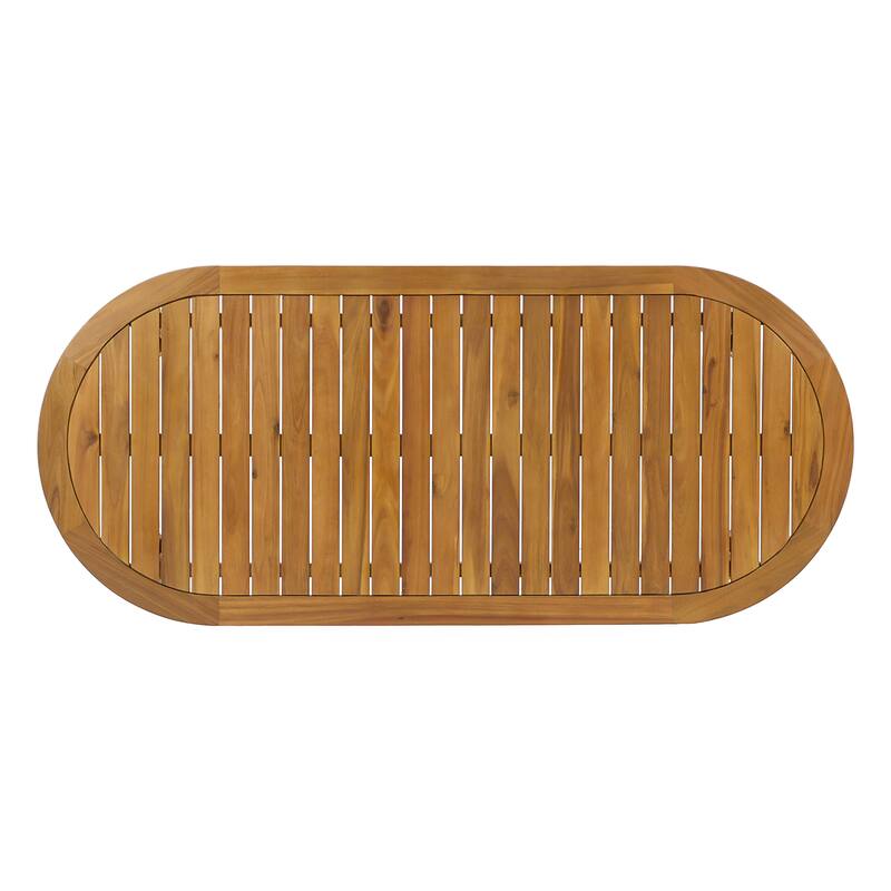 Christopher Knight Home - Tsuneko 7-Piece Outdoor Acacia Wood Dining Set with Woven Wicker Chairs & 70" Oval Dining Table