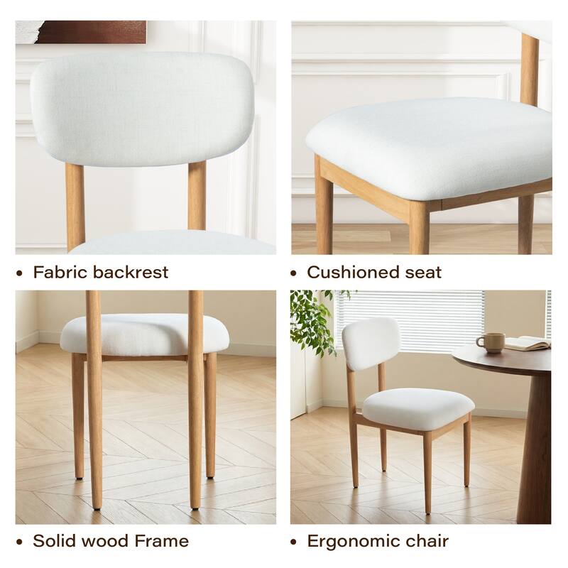 Modern Upholstered Dining Chair with Solid Wood Legs Side Chair for Kitchen Dining Room Living Room (Set of 2)