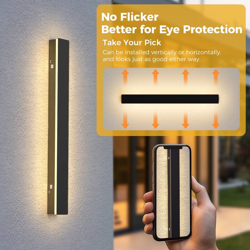 YANSUN Outdoor Long Strip Wall Lamp 19W LED Integrated, IP65 Waterproof - 23.6 inchs