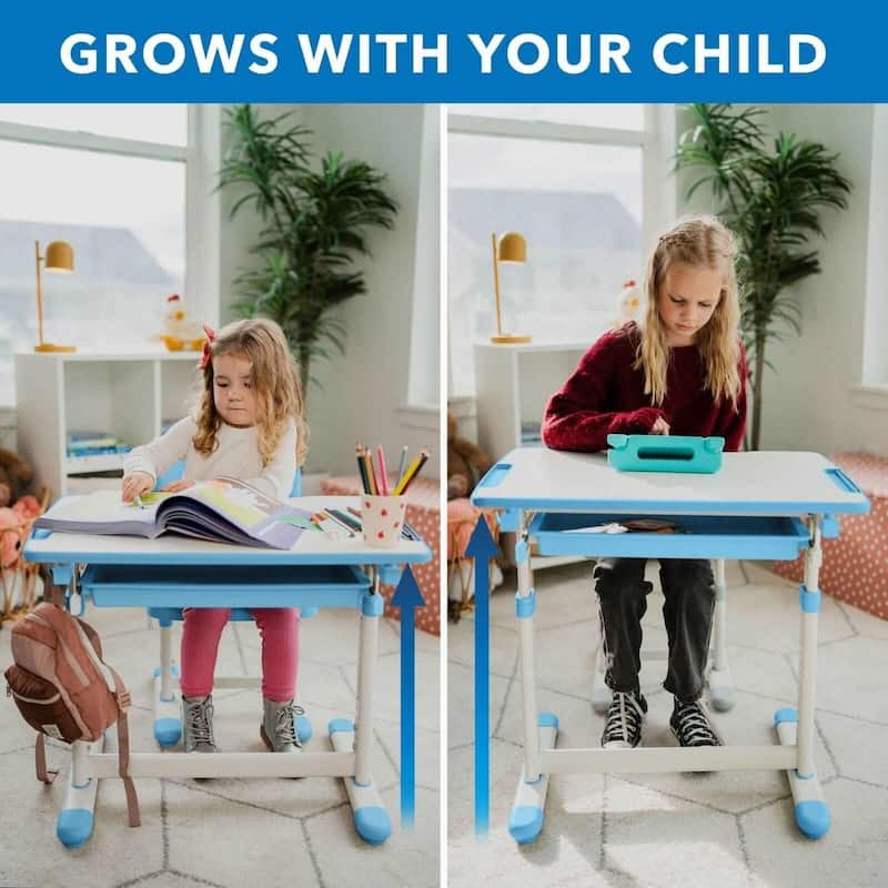 Mount-It! Height Adjustable Kid's Desk Set with Chair Blue