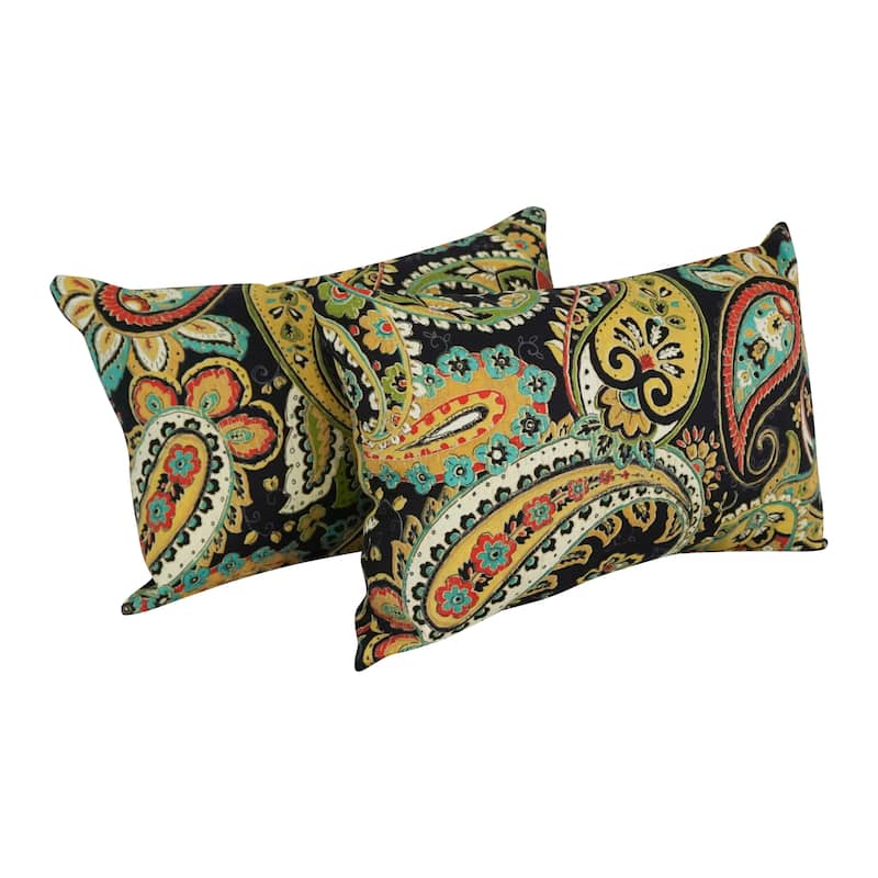 19-inch by 11-inch Outdoor Throw Pillows (Set of 2, Multiple Patterns) - 19 x 11 - Hadia Franco Noir