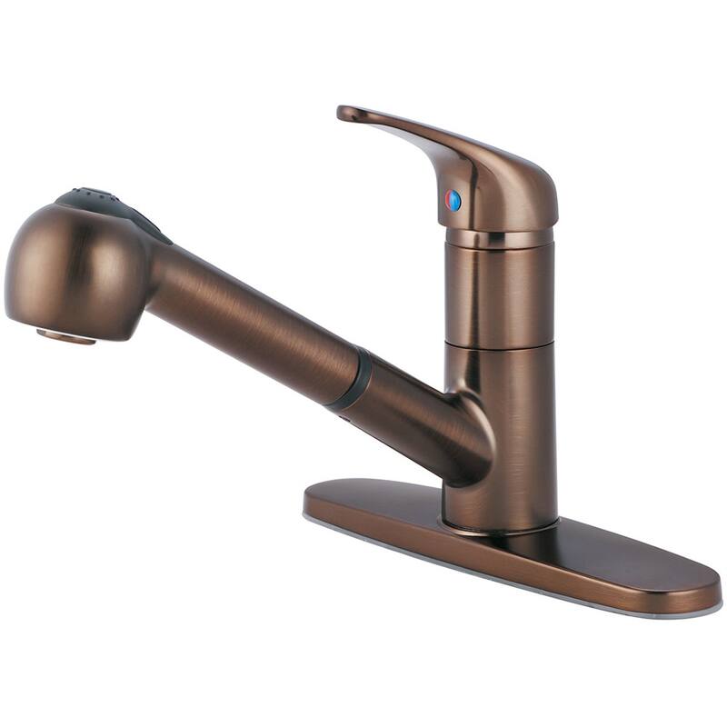 Olympia Faucets Elite 1.8 GPM Widespread Kitchen Faucet with Pull-Out - Oil Rubbed Bronze