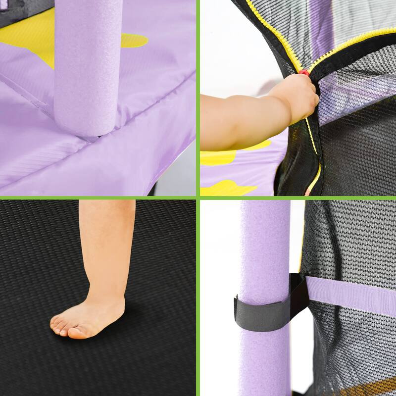 Toddler Trampoline with Handle - Baby Gift for Boys Girls, Indoor Outdoor Use - Purple - 55