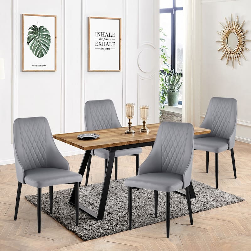 Faux Leather Upholstered Dining Chairs Set of 2 - 35.63"H x 17.72"W x 17.32"D